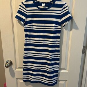 Blue and white stripped tee shirt dress